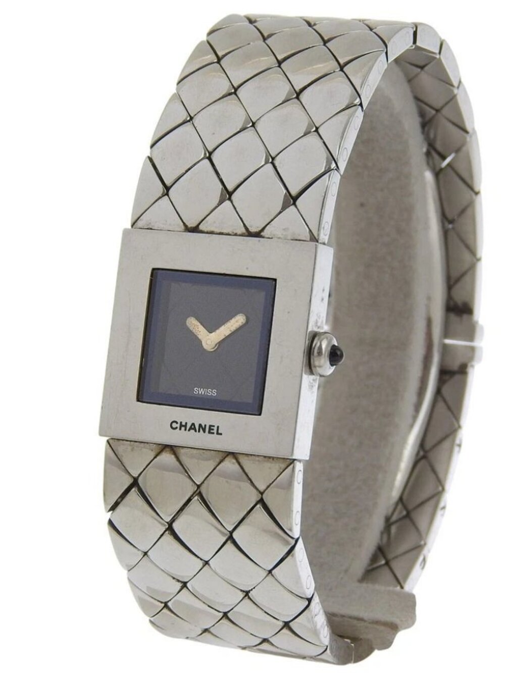 CHANEL Matelasse Watches H0009 blackDial Stainless Steel Quartz Analog dis...